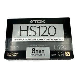Vintage 1989 TDK HS120 Metal Particle 8mm Video Cassette Tape P6-120 New Sealed